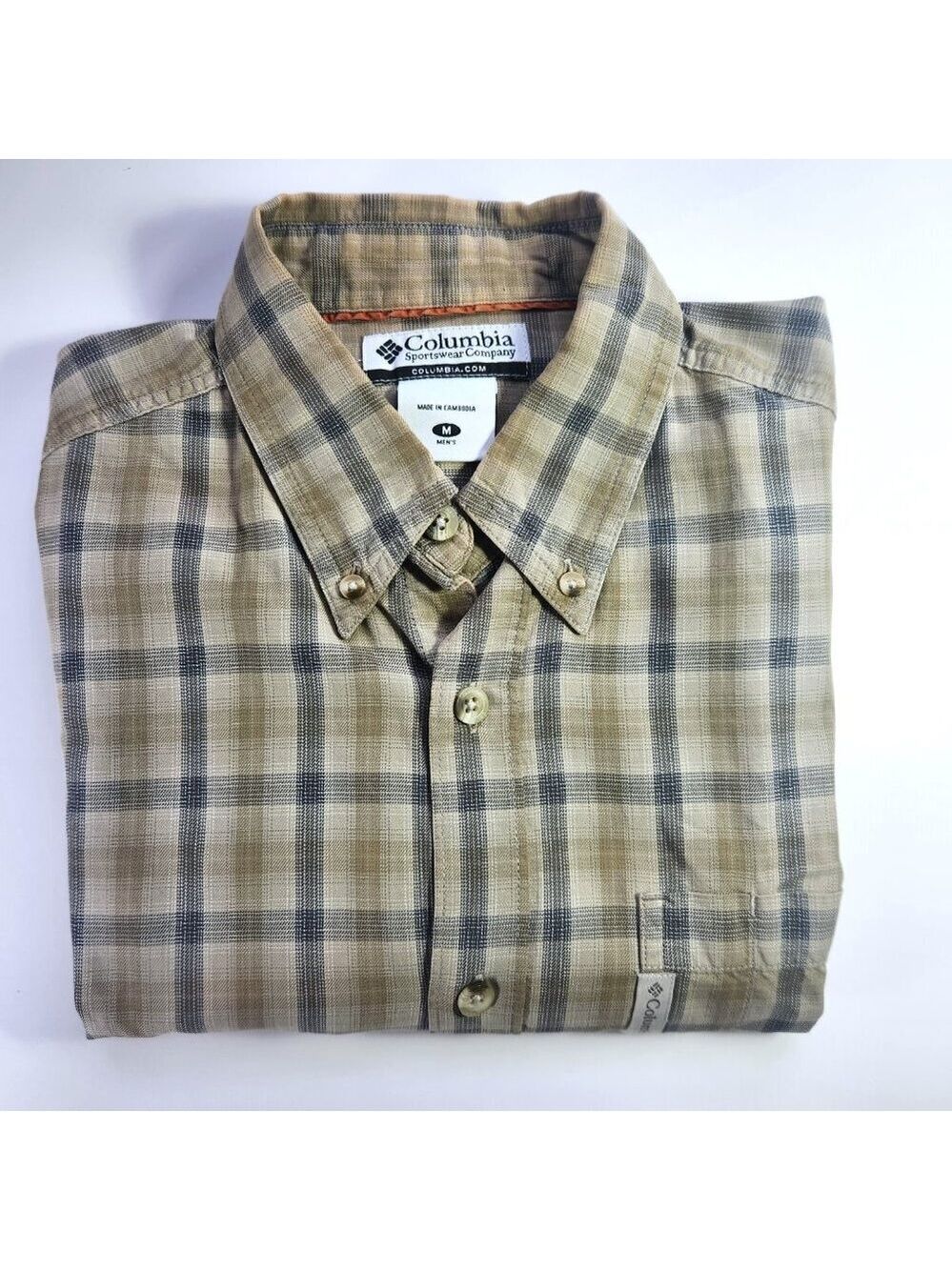 Columbia Shirt Sportswear Plaid  Men's Medium Long Sleeve Button Down Cotton